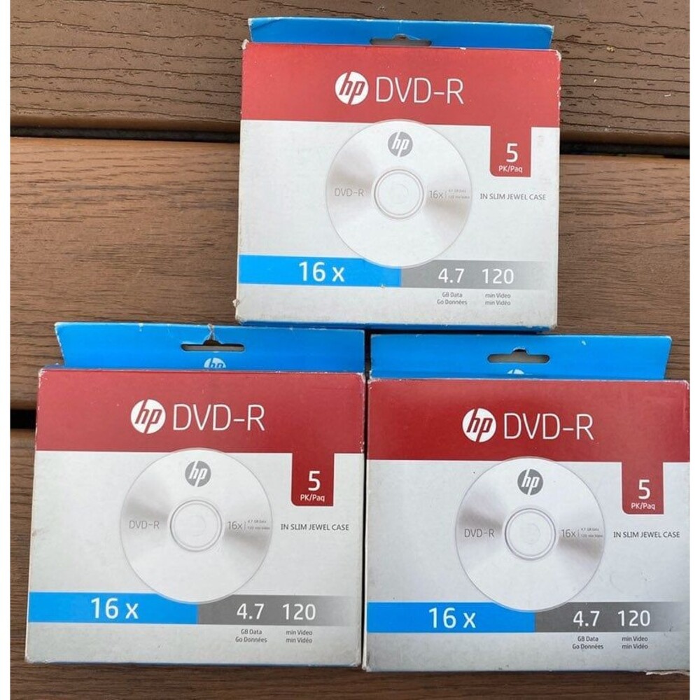 HP DVD-R 5 PacK Lot of 3 Jewel Cases X3
